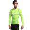 custom long sleeve fluo yellow Nylon skin compression tights