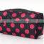 Hot sale satin dots printing cosmetic pouch with bowknot decorate china factory