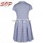2016 Latest Middle School Uniform Designs Custom Made Wholesale Summer Plus Size Blue Plaid Checkered School Dress