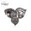 Custom new popular jewellry hollow alloy golden and gun black leaf brooch jewelry