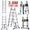 5m 2*8steps double sides telescopic ladder 5m aluminium folding ladder EN131