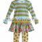 Baby outfit plus size trendy stripe puffy dress western girl outfit child fall Chevron clothes set