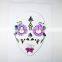 Day of dead floral skull face sticker glitter holiday face tattoo for halloween party factory