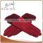 Cheap Red Faux Suede Mittens With Woolen Yarn