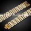 18K Gold Plated Hign Quality Chunky Bracelets Ornament Tiny Two Color Sticks Linked Copper Watch Band Bangle For Men