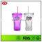 16oz customized plastic soda cups with lid and straw