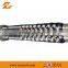 Bimetallic twin double screw and barrel/conical twin screw barrel