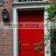 Painted Villa Single Open Red Color Solid Wooden Door With Glass Panel