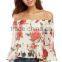 Women's Casual Floral Off Shoulder Chiffon Blouse Top