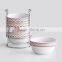 4pcs stackable ceramic bowl with iron rack & decal printing,cups