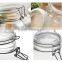 650ml-1800ml clear embossed glass mason canning jar with flip sealed lid
