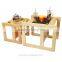 3 in 1 Children's Multifunctional beech wood kids table and chairs set of 2 also can as nest coffee table table and chair