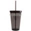 FDA approved bpa free colorful plastic tumblers with straw lid