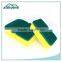 Different Rectangle Kitchen Green Scouring Pad With Yellow Sponge