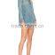 Fashion Ladies Raw Cut Frayed Hem Denim Jeans Fabric Girls Mini Dress With Front Lace-Up Details With Details 2016 HSD5819