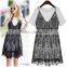 GZY 2015 Leisure Ladies Black Lace and White T-shirt Vestidos Casuales