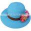 Solid Flower Wide Brim Cloche Fedora Bowler Straw Hat Summer Beach Cap