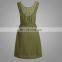Round neck design sexy lace dress sleeveless chiffon belt dress 2016
