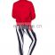 Stripes with patches femme stylish workout casual muscle fit fashion fancy pants denim polyester crossfit leggings for woman