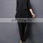 2016 Spring Summer Fashion Lady Three Quarter Sleeve Loose Lace Stitching Blouse Black Women Apparel for Work