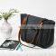 Grey Wool Felt Handbag with Leather Handles