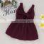 Wholesale Summer Kids Girl Clothes Sleeveless Bowknot Solid Color  Kids Girl Linen Dresses