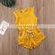 2020 Baby Summer Clothing set Toddler Kids Baby Girls Boys Clothes Sleeveless Top T-shirt Shorts Solid Outfit