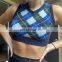 Women New Arrival Plaid Knitted Vintage Contrast V Neck Knitwear Sweater Tank Top