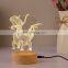Home Decor 3D Visual Acrylic Led Decoration Light 7 color changing with wooden case