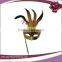 nice cheap plastic feather face party masks with stick