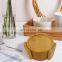 Natural Bamboo Round Slate Coaster Set Of 4 With Bamboo Holder