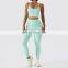 3 Pcs Soft Ribbed Gym Leggings For Women Sets High Waist Yoga Sexy Fitness Bra