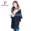 Autumn and winter length seven points women coat with silver fox Fur collar cashmere overcoat