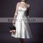 (MY0509) MARRY YOU 2016 Short High Neck Soft Satin Tea Length Wedding Dresses With Sleeves