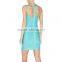 Wholesale spaghetti strap green women bandage dress
