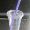 wholesale High quality plastic cup with lid and straw for boba bubble tea