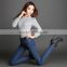 Alibaba 2016 Summer Women New Fashion Ankle Length Denim Jean Pockets Dark Blue Skinny High Waist Jeans