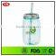 AS plastic type 25 oz Single wall plastic mason jar cup with straw and lid