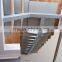straight glass stairs/carbon steel glass staircase/ steel hand rails stairs