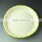 Stocklot hot sale round shape yellow line glaze ceramic bakeware