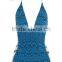 Deep V-neck Halterneck Crochet-knit Swimsuit Halter Tops