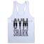 2016 New Design GYM Fitness Wear Singlet 95%Cotton 5%Spandex Screen Print GYM Shark Logo Men Tank Top Sport GYM Shark