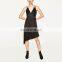 New Fashion Lady Sleep Strap Black Sexy Satin Long One Piece Dress