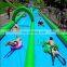 Pink water slide with floating swimming pool