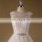 Noble Scoop Neck Lace Applique Beaded Heart Shape Back A-line Cap Sleeve Wedding Gown