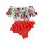 Toddler Sunflower Off Shoulder Top And High Waist Short Fancy Clothes Girls Summer Clothing