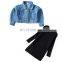 Autumn 2020 new childrens girls denim jacket 2pcs Suit set