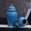 Living Room Hallway Tea Dining Table Nordic Style Blue Gild Large Ceramic Vase With Lid
