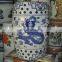 Antique Chinese Blue and White Porcelain Garden Stools With Dragon Design