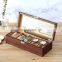European classical top glasses 5 slots solid wood watch box